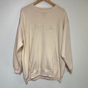 Vintage Cherokee Sweatshirt 90s Blank Sweater Beige Pink Vtg